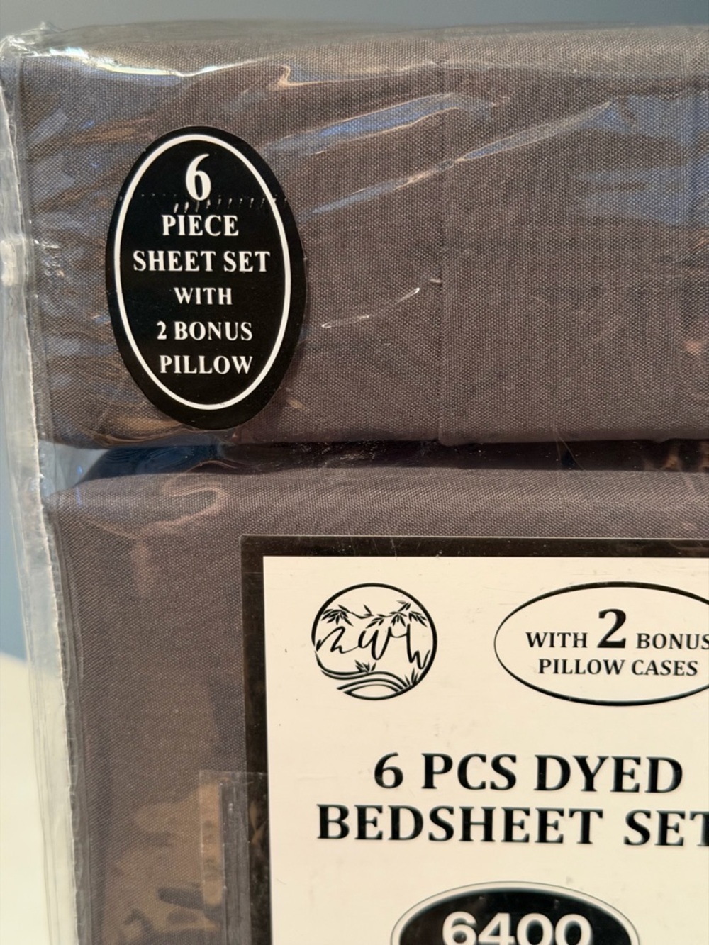 King Size 6-Piece Dyed Bedsheet Set - King, Charcoal Gray - Picture 3 of 6